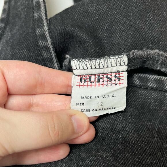 VTG 90s Guess USA Girl’s Black Denim Sleeveless Mini Dress SZ 12 Grunge - Picture 3 of 5